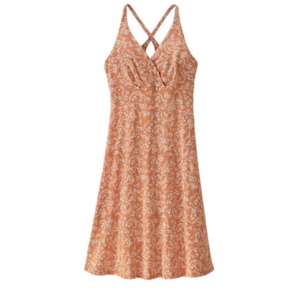 Patagonia Amber Dawn Dress Hillside‎ Trails Toasted Peach Sundress NWT Large - Picture 2 of 13
